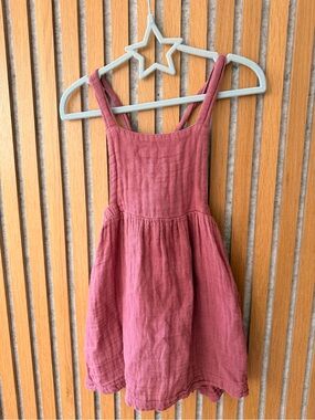Tullabee Girls Mauve-Pink Cotton Pinafore Dress
